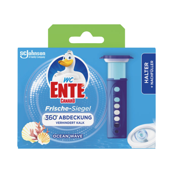 WC ­Ente Frische ­Siegel Ocean Wave ORIGINAL, selbsthaftender WC­ Stein Spendergriff und 6 Gel­ Siegel, 36ml